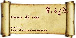 Hancz Áron névjegykártya